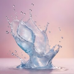 splashes of micellar water on a pastel background. frozen movement