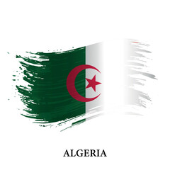 Grunge flag of Algeria, brush stroke vector