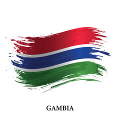 Grunge flag of Gambia, brush stroke vector