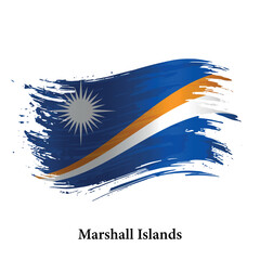 Grunge flag of Marshall Islands, brush stroke vector