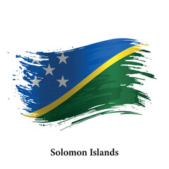 Grunge flag of Solomon Islands, brush stroke vector