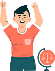 Male activist character raises voice support for world social justice day