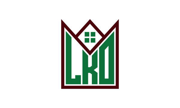 LKO initial letter real estate builders logo design vector. construction ,housing, home marker, property, building, apartment, flat, compartment, business, corporate, house rent, rental, commercial