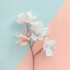 Fototapeta na wymiar Cherry tree blossom with pastel color background_nr2