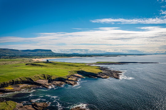 Aerial View Over Mullaghmore Coastline, Sligo, Ireland 