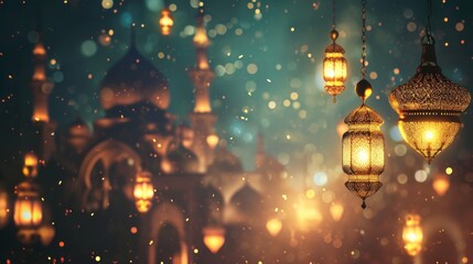 Fototapeta na wymiar beautiful holy month eid mubarak background with copy space