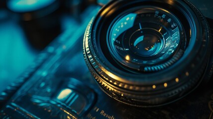 a camera lens on a surface