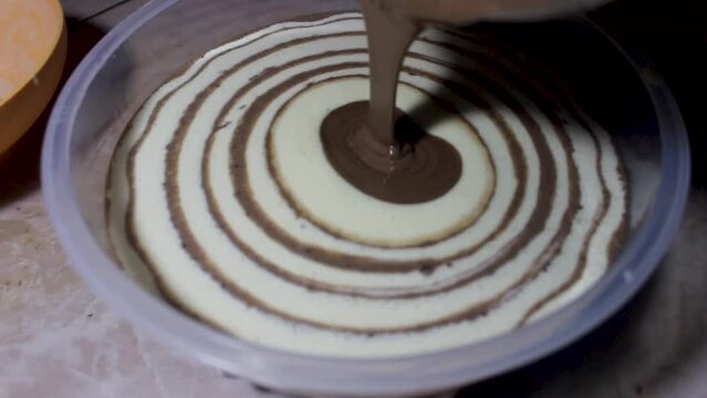 Make the cake dough, Mix the chocolate milk with the sponge cake dough. food recipes.