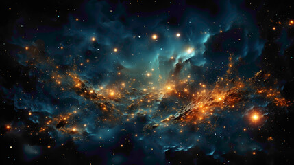 A celestial blue abstract background, reminiscent of a starry night sky.