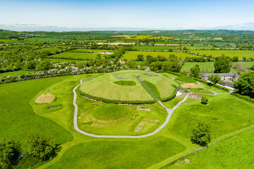 Aerial view of Knowth, the largest and most remarkable ancient monument in Ireland. Prehistoric...