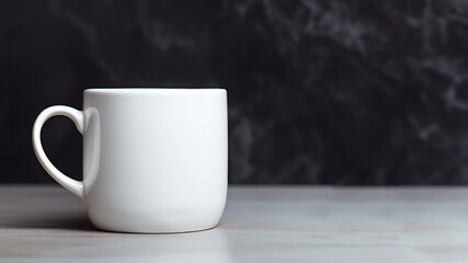 Obraz na płótnie Canvas Blank white cup on table and copy space