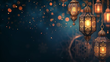 Ramadan decoration background with copy space  - obrazy, fototapety, plakaty