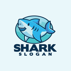 Shark logo mascot cartoon design