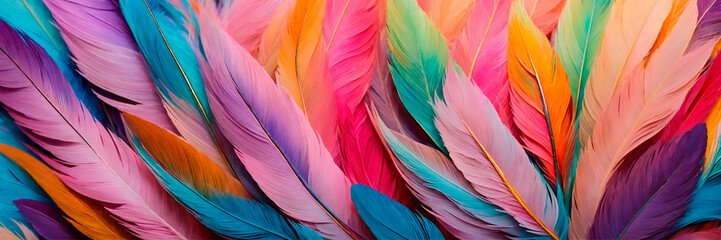 background texture with pastel feathers. Selective focus.