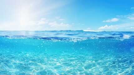 Obraz premium Summer tropical sea with sparkling waves and blue sunny sky