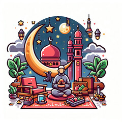 Taraweeh Traditions: Nightly Prayers at the Mosque Ilustration