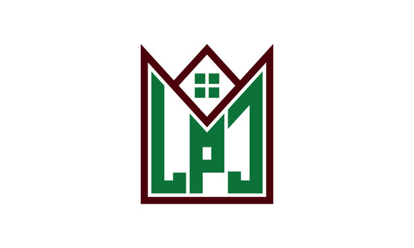 LPJ initial letter real estate builders logo design vector. construction ,housing, home marker, property, building, apartment, flat, compartment, business, corporate, house rent, rental, commercial