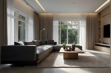 Living Room Elegance: A Cozy Space for Relaxation and Entertainment, generative AI