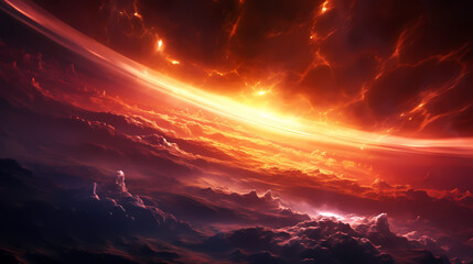 Hot and dynamic activity on the sun's surface, including solar flares and prominences