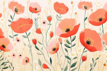 Elegant Red and Orange Floral Abstract for Modern Home Decor - Generative AI