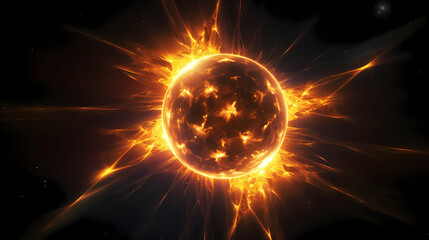 Hot and dynamic activity on the sun's surface, including solar flares and prominences