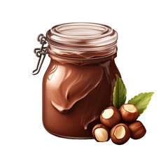 Jar of Italian Nutella hazelnuts cream isolated on transparent background