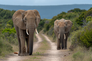 Fototapeta na wymiar African elephants in the national park