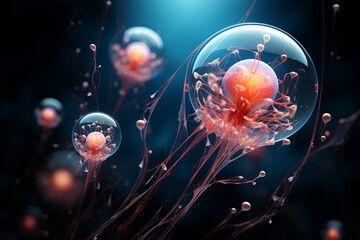 futuristic style human stem cell, scientific illustrations