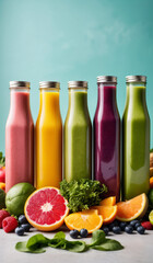Variety of fresh colorful Smoothies 