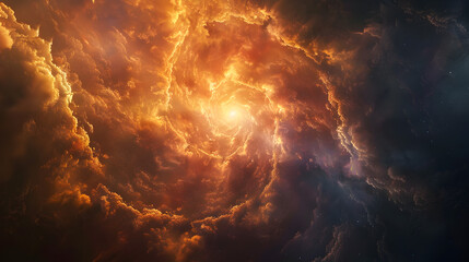 A background image of fire and lightning storm explosions,,
A cloud with a fireball in the center
