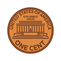 United States One Cent coin back isolated vector illustration for One Cent Day on April 1 - 739865931