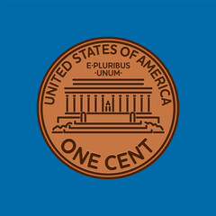 United States One Cent coin back vector illustration for One Cent Day on April 1 - 739865985