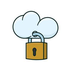 Cloud with padlock isolated vector illustration for World Cloud Security Day on April 3 - 739866141