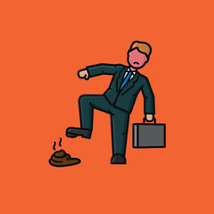 Businessman stepped in dog poo vector illustration for Walk To Work Day on April 5 - 739866360