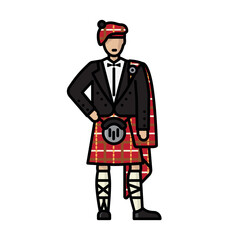 Scotsman in traditional costume isolated vector illustration for Tartan Day on April 6 - 739866391