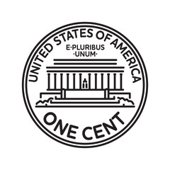 United States One Cent coin back vector line icon for One Cent Day on April 1 - 739866544