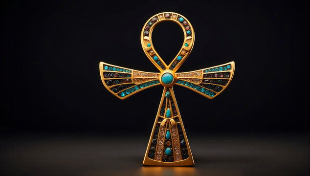A golden ankh symbol as a piece of jewelry