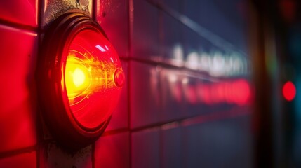 Red alarm. Alert system. Red light signals danger