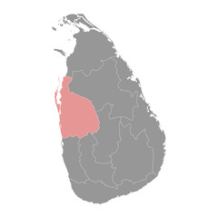 North Western Province map, administrative division of Sri Lanka. Vector illustration.