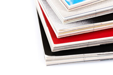 Magazines up close shot on white background