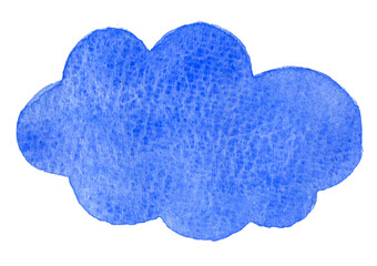 Bright Blue Watercolor Cloud isolated on white background. Hand Drawn and Painted - 739869110