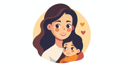 flat vector woman with baby avatar character isolated