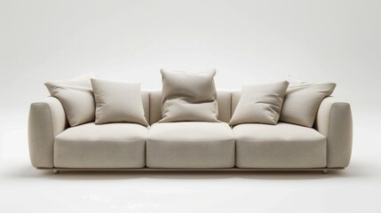 Modern Minimalist Sofa in Neutral Tones on a White Background