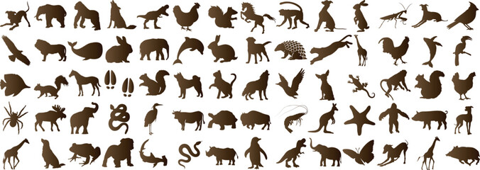 Animal silhouette Vector illustration, diverse wildlife collection
