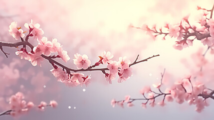 Obraz premium Cherry blossoms in bloom, forming a canopy of pink and white cherry blossom flowers in the park