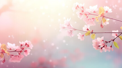 Cherry blossoms in bloom, forming a canopy of pink and white cherry blossom flowers in the park