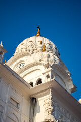 View of details of architecture inside Golden Temple - Harmandir Sahib in Amritsar, Punjab, India,...