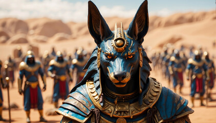 Anubis with his golden army - obrazy, fototapety, plakaty