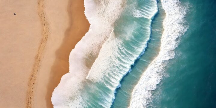Spectacular aura top view background photo of ocean sea water white water splashing in the deep sea. Drone photo backdrop of sea wave in bird eye waves