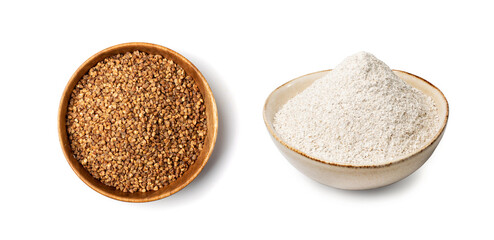 Buckwheat Flour Pile Isolated, Dry Buck Wheat Powder, Buckwheat Flour Cut Out on White Background